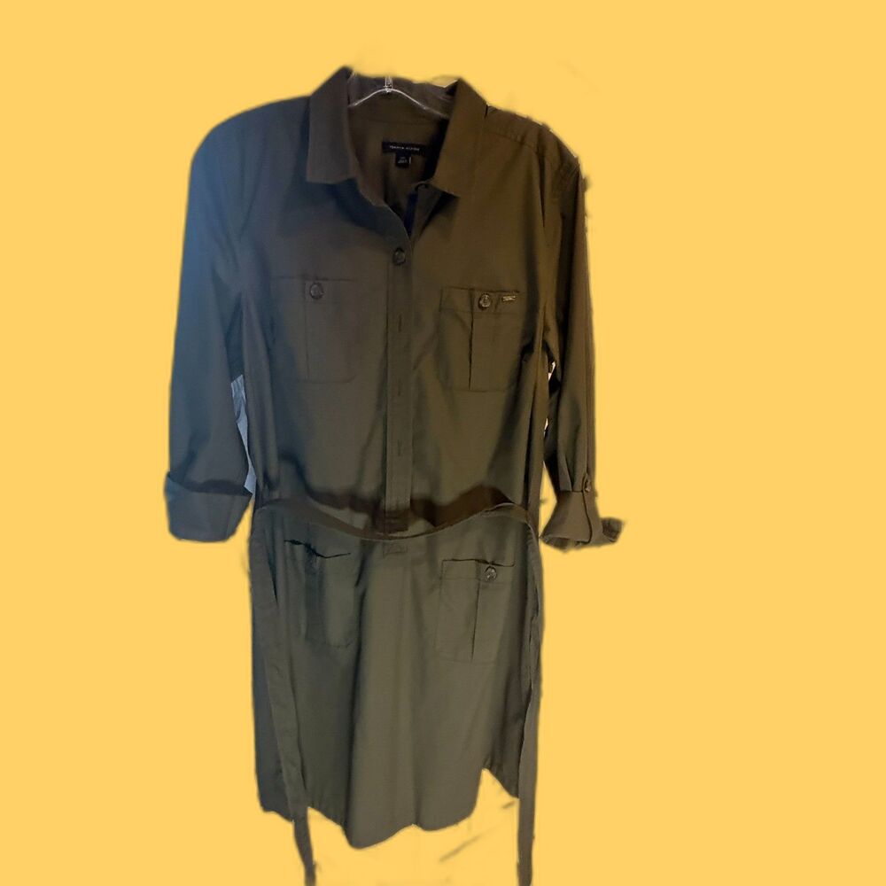 Tommy Hilfiger Khaki utility shirt dress size Large New with tags